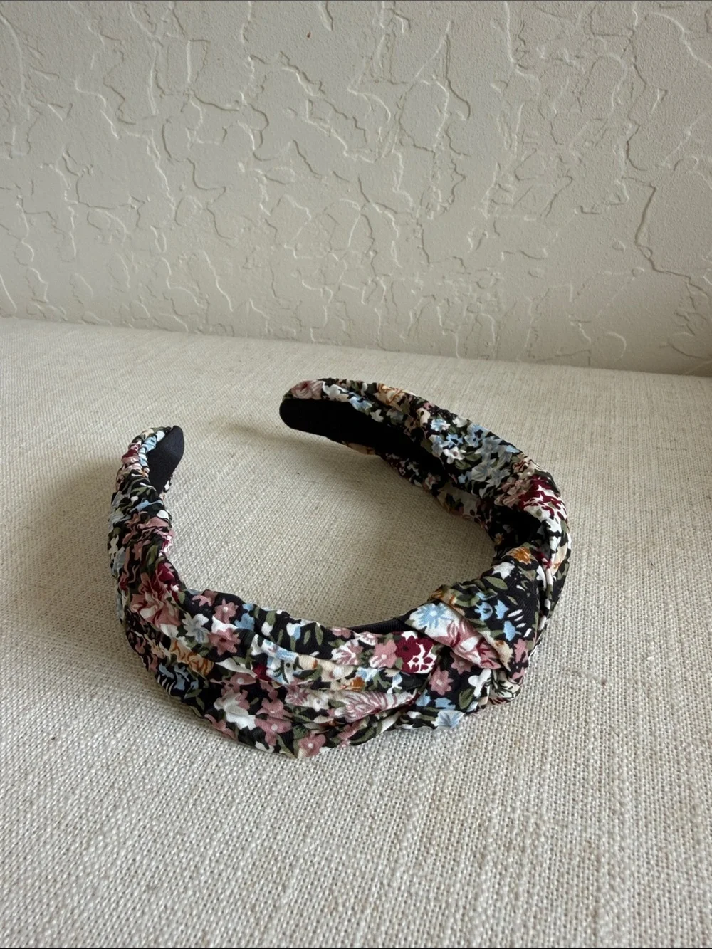 Anthropologie Black Multi Floral Knotted Headband